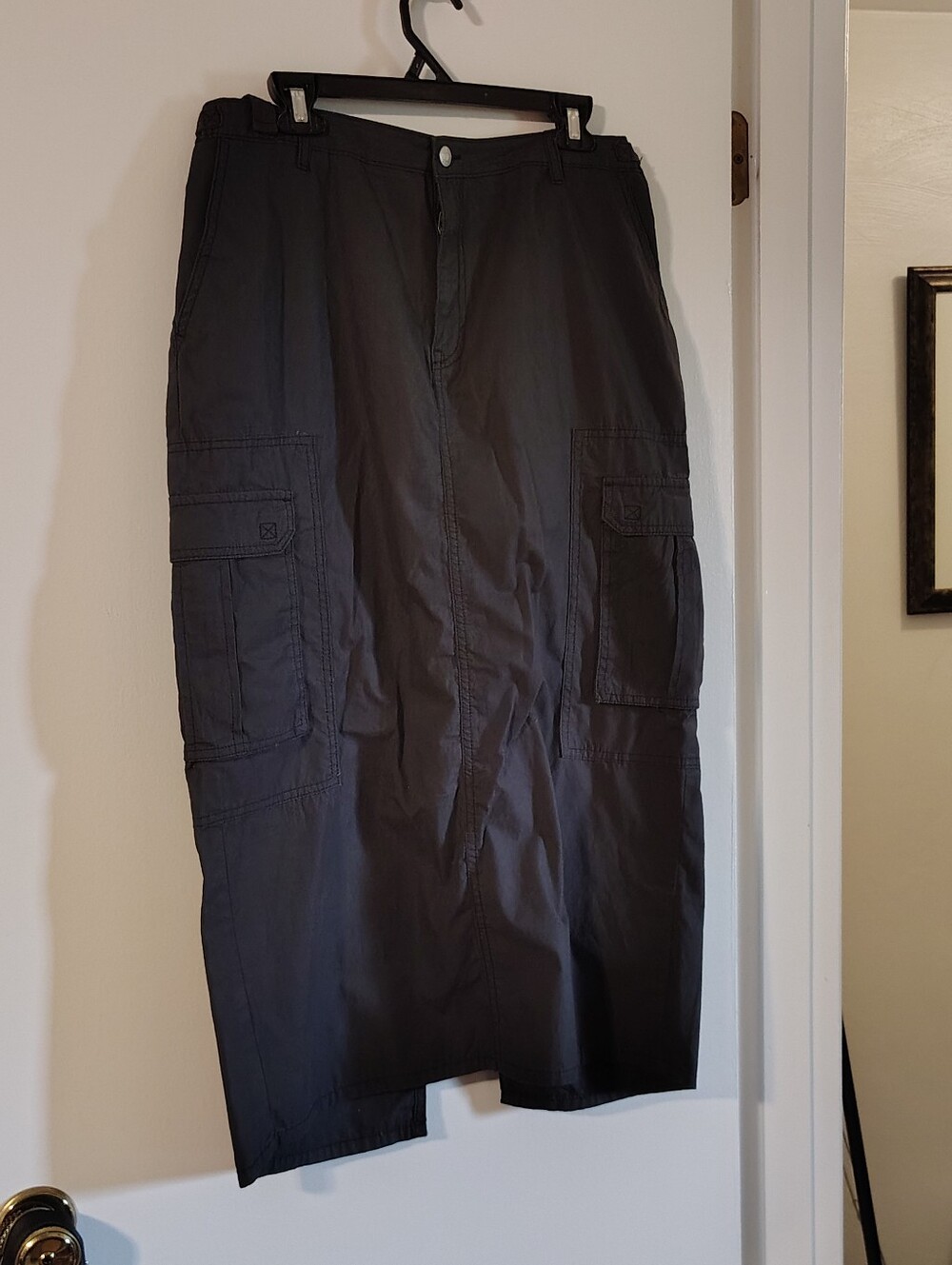 wild fable Dark Grey Charcoal Cargo Midi Skirt with Back Slit